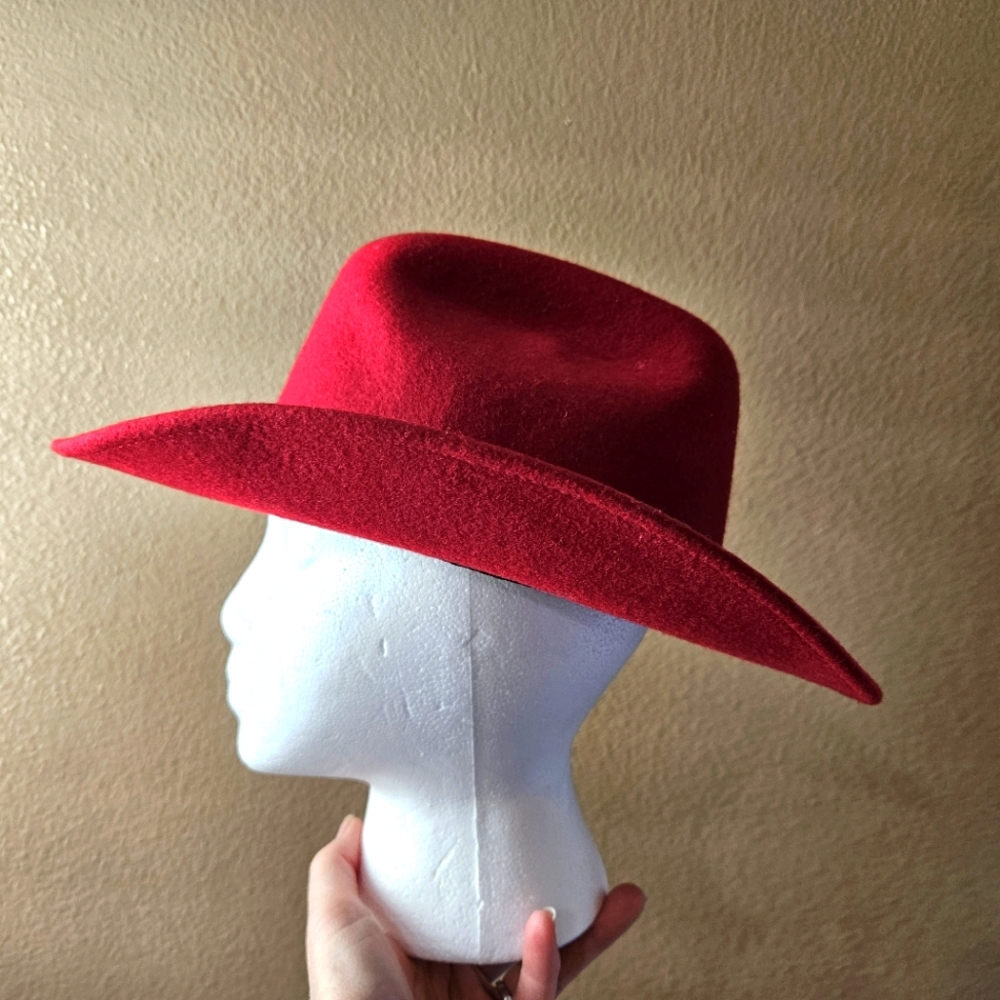 Red Kids Felt Wide-Brim Hat